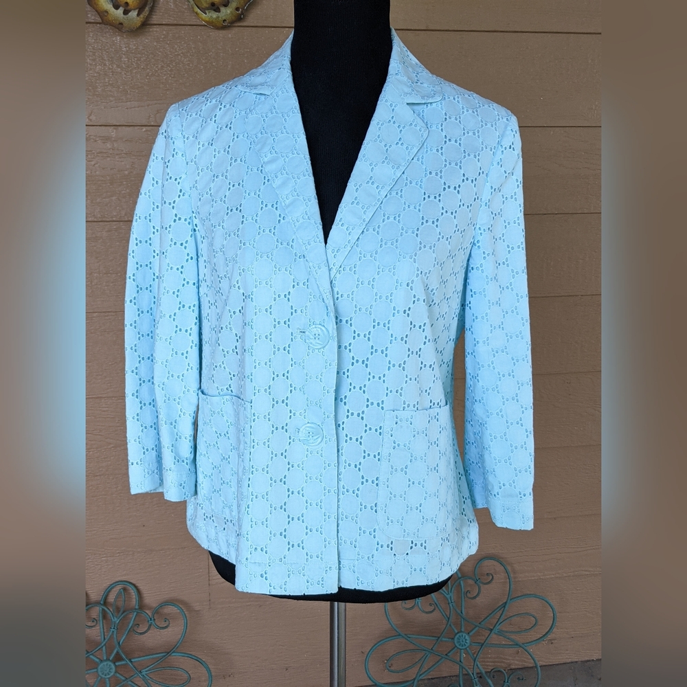 Pendleton Light Blue Eyelet Cotton Blazer